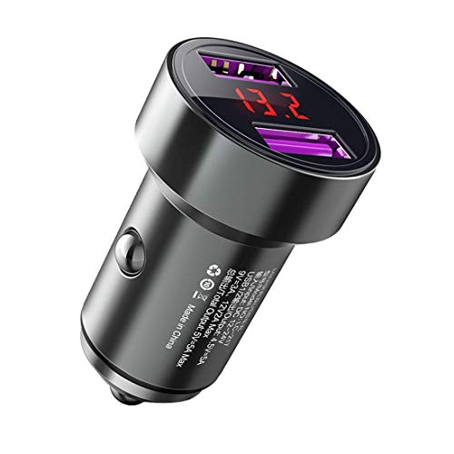 wooshop Chargeur Allume Cigare USB Rapide, QC 3.0 Prise Allume Cigare 36W / 5A Métal Adaptateur Chargeur Voiture Alumencigare USB Car Charger pour iPhone Samsung Redmi Note Oneplus Smartphone…