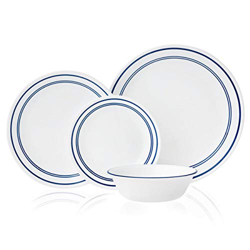 Corelle Vitrelle 8-Piece Dinner Plates Set, Triple Layer Glass and Chip Resistant, Lightweight Round 10-1/4-inch Plates, Classic Café Blue - Image 2