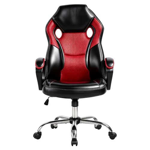 Image of Gaming Office Chair, PU & Mesh Design Computer Desk Chair Red