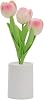 Fangool LED Tulip Flowers Night Light for Home Living Room Decor Artificial Flower with Vase Table Centerpieces for Birthday Holiday Party Wedding Room Decoration