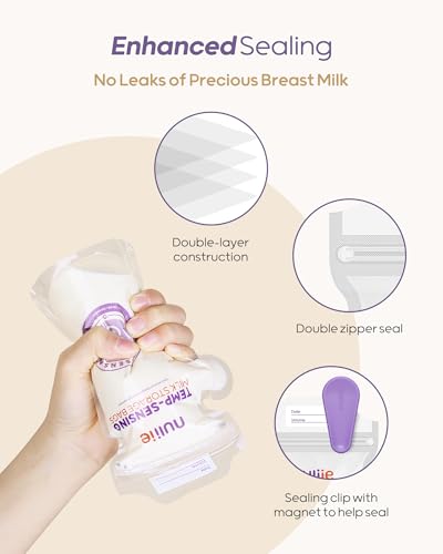 image for Nuliie 150pcs Temp-Sensing Breastmilk Storage Bag, Huge Temp-Sensing I