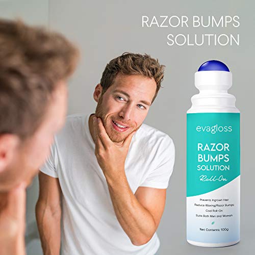 Evagloss Razor Bumps Solution- After Shave Repair Serum for Ingrown and Burns, Dark Spot Corrector Skin Lightening, Roll-On for Men and Women -100g