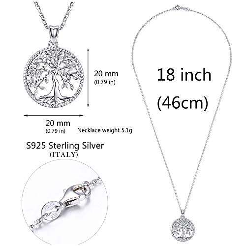 Odinstone Tree of Life Necklace, Sterling Silver Pendant for Women Family Tree Necklaces Jewelry for Mom/Wife/Grandma(With Fine Gift Box)3
