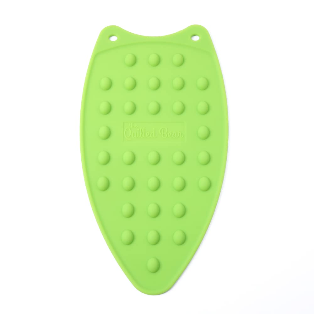 The Quilted Bear Iron Rest - Large Silicone Heat Resistant Iron Pads for General Ironing or Quilting Use with Four Mats Available (Lime Green)