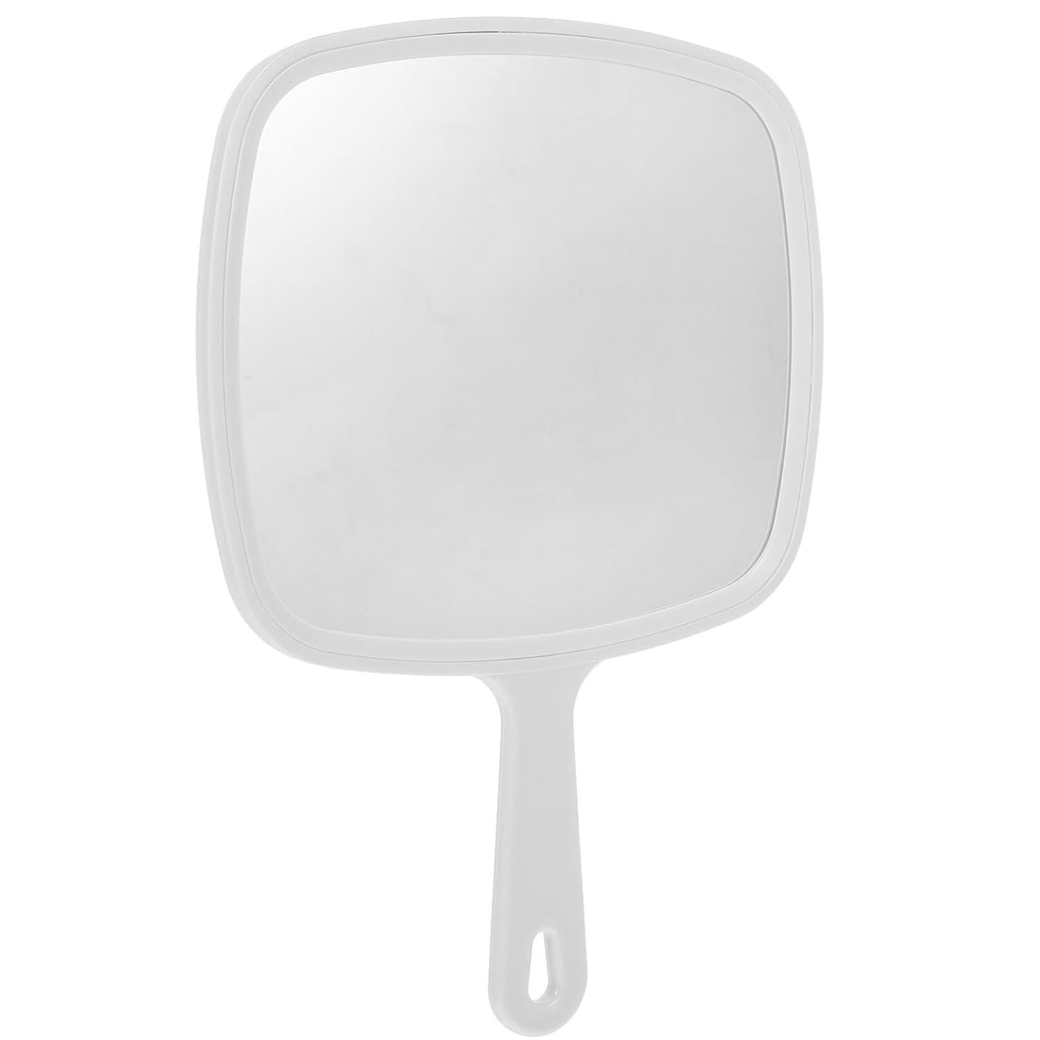 Joyzzz Handheld Mirror, Large Hand Mirror for Makeup and Shaving, Wall Mount With Handle for Bathroom, Hair, Home Salon Travel Use (White)