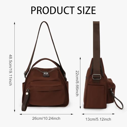 CEUTNIZ Elegant Solid Color Shoulder Bag for Women Casual Nylon Front Pocket Handbag Casual Trendy Textured Commuter Bag - image 4