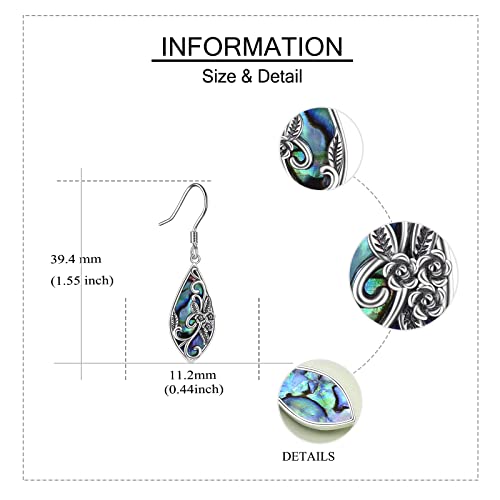 Silver Earrings for Women Sterling Silver Filigree Earrings Teardrop Dangle Drop Filigree Bohemia Jewelry Gift for Women Mother Mom3