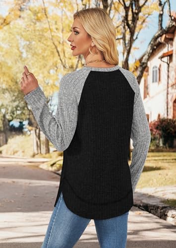 WIHOLL Long Sleeve Shirts for Women Fall Sweaters 2025 Lightweight Casual Tunic Tops Loose Fit Winter Clothing S-2XL