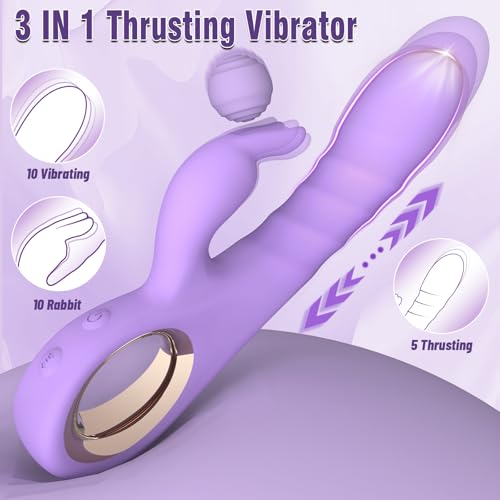 Image of SeYouYou Adult Sex Toys for Women - G Spot Thrusting Dildo Rabbit Vibrators with 5 Thrusting & 10 Vibrating Modes - Realistic Silicone Dildos for Multiple Stimulation - Clitoris Stimulator for Woman