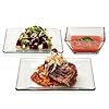 Libbey tempo glass dinnerware set sleek square clear glass plates and bowls set of 12 dishwasher safe glass dishes set for dinners and parties  urban country home decor