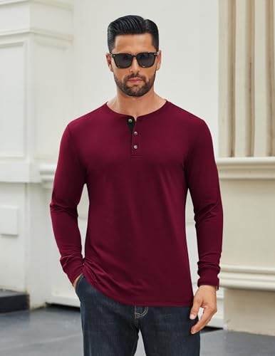 COOFANDY Men's Cotton Henley Shirts Long Sleeve T-Shirts Casual Pullover Shirt Soft Stretch Basic Tees Fall Tops2