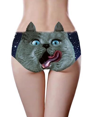 Image of JINKAIJIA Women's Flirty Sexy Funny Naughty 3D Printed Animal Tail Underwears Briefs Gifts With Cute Ears