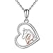 Yiwaxice Cheval Collier pour Filles Argent Amour Coeur Pendentif Bijoux Anniversaire Noël Cadeaux pour Petite Amie Femme Maman Fille Petite-Fille Nièce 18" (Collier Cheval Fille Rose)