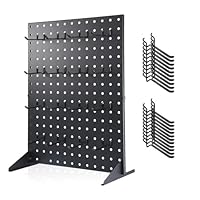 Novelfun 1 Stück Stecktafel Display Stände 17\ X 13\ Stecktafel Organizer mit 16pcs Haken, Tischplatte Präsentationsständer Metall Pegboard Display Stand für Schmuck, Schlüsselanhänger, Aufkleberc
