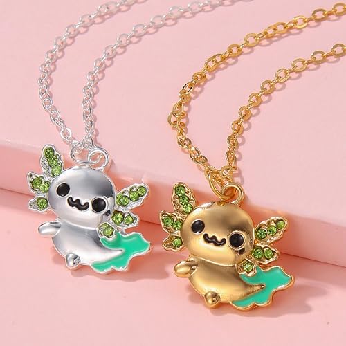 Friendship Axolotl Necklaces for 2 BFF Kawaii Animal Necklace Friendship Axolotl Birthday Gifts for Sister Best Friend Back To School Gift2
