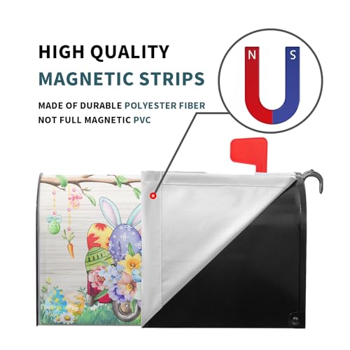 Image of Happy Easter Day Bunny Truck Mailbox Cover Magnetic Large Size 25.5 x 21 Inch Easter Eggs Flowers Mailbox Cover Spring Easter Letter Post Box Cover Wrap Decoration for Home Garden Yard Outside