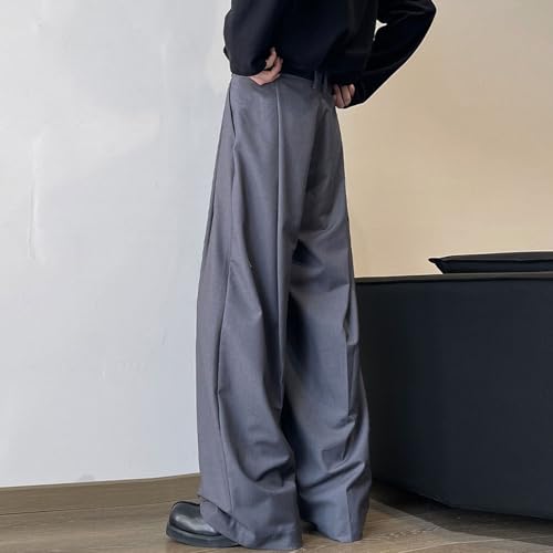 Mens Baggy Pants Wide Leg Pants Men Mens Pleated Dress Pant Business Casual Pant for Men Zipper Fly Pleated Trousers4