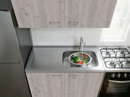 Image of Tuhome Napoles Utility Sink Base Cabinet with Integrated Stainless Steel Countertop, Freestanding Cabinet with Double Doors, Interior Shelf for Laundry Room, Utility Room, Mudroom or Kitchen