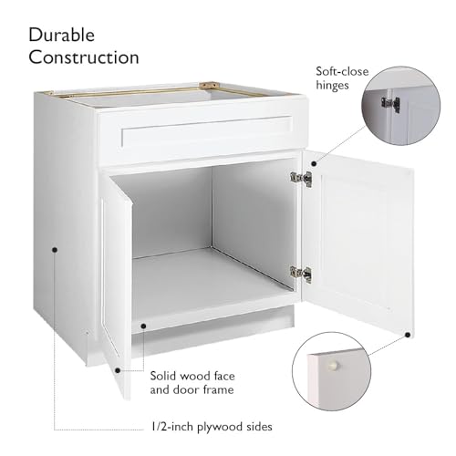 Image of Design House Brookings Kitchen Sink Base Cabinet, 36 inch, White | Floor Mount, Contemporary /Modern, Wood, Kitchen, 561498