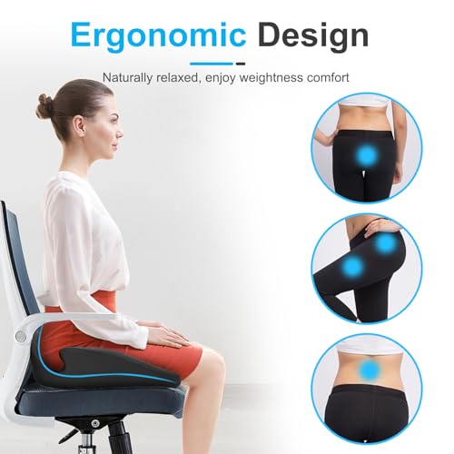 Ajiteogy Ajteogy Memory foam Seat Cushion-Ergonomic Tailbone Comfort, Cushion Engineered for Long-Term Siting-Soft, Supportive, and Breathable