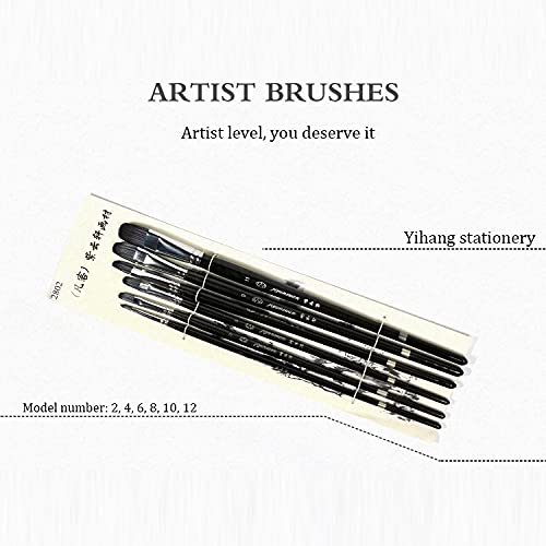 Pinceau aquarelle qui ne perd pas ses poils : set de 6 brosses de belette mixtes