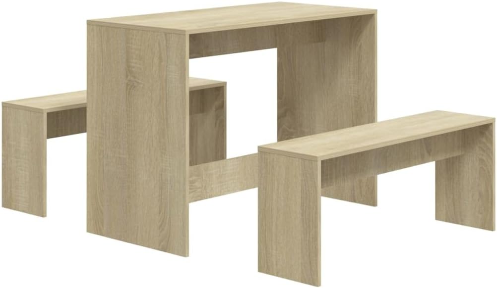 vidaXL 3 Piece Dining Set Sonoma Oak Engineered Wood