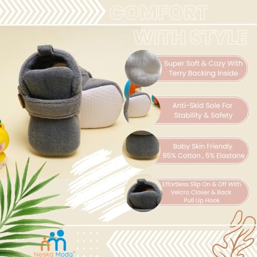 Image of Neska Moda Baby Boys & Baby Girls 6 to 12 Months Velvet Booties