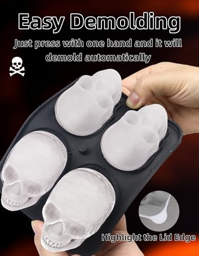 Molde para hielo de silicona calavera 4 cavidades negro miniatura 7