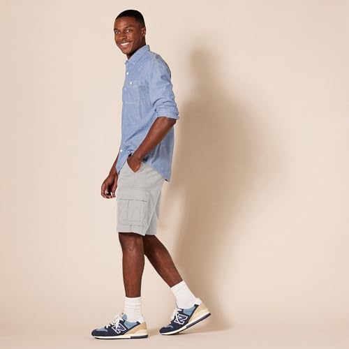 Image of Amazon Essentials Men's 10 inch Classic-Fit Cotton Cargo Shorts with Pockets, Zip Fly, Button Waist (Available in Big & Tall)