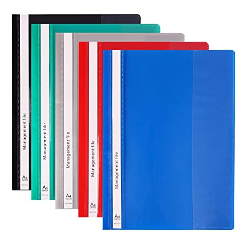 GUOKOFF A4 Chemises à Lamelle(5 Couleurs Lot de 30), Chemises Brunnen, Chemise de Présentation à Lamelles, Cartelline A4, Chemises en Plastique , A4 Schnellhefter pour l'école de Bureau Cover