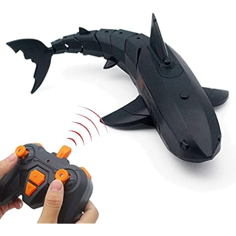 Escomdp Radio Remote Control Fish Toy RC Shark Boat Electric Water Large Size Animal Swimming Pool Lake Kids Birthday Gifts (Grey) Cover