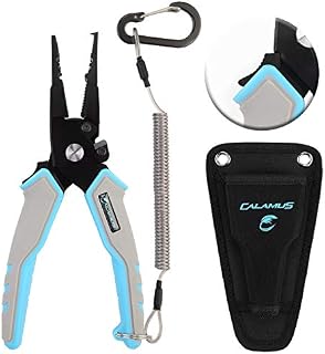 Calamus A7 Fishing Pliers, 7 inch Split Ring Nose, Blue Handles