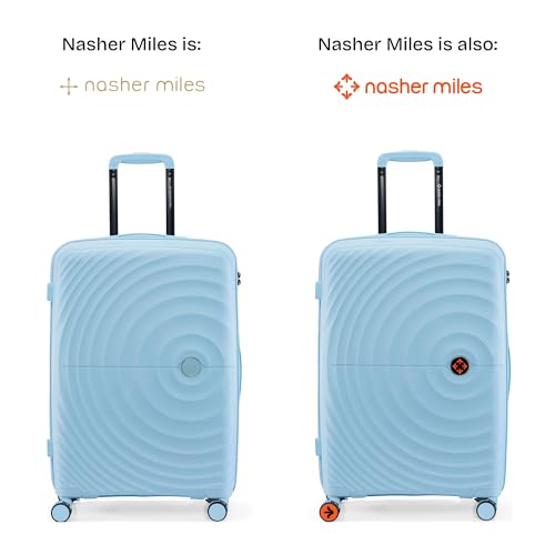 Image of Nasher Miles Polypropylene Spinner Seattle Hard-Sided Check-in Luggage 24 inch | 65cm | 8 Wheels Medium Trolley Bag for Travel | Suitcase (Light Blue)