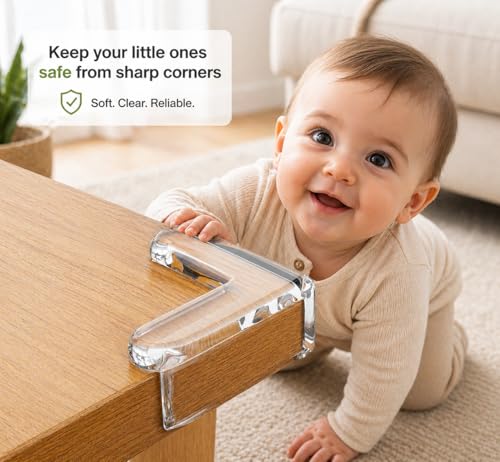 Image of Pack of 4 Silicone Corner Protectors, Baby Safety Table Corner Guards, Clear Transparent Soft Edge Protectors for Sharp Table Corners, Furniture Corner Guards, Child Proof Safety