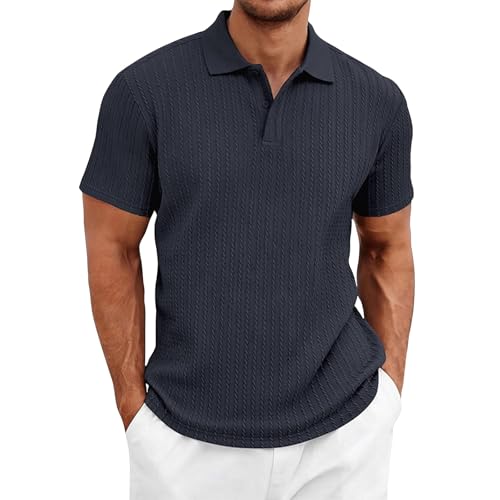 Polo homme ajusté de qualité supérieure à rayures verticales et col rabattu