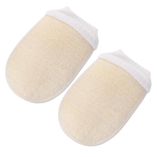 TOYZFRIENDY 2 piezas Guantes Exfoliantes de Baño de Esponja de Lufa Guantes Masajeadores Corporales para Exfoliar Limpieza Profunda de Cuello Hombros y Pies