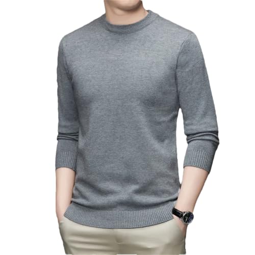 Winter Men's Round Neck Long Sleeve Pullover Sweater Solid Color Soft Warm Comfortable Top