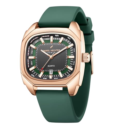 Daniel Hechter Paris Marie Collection Analog Watch for Men with Square Dial, Date Display, Quartz Movement & Silicone Strap - DHW2023-03