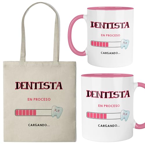 Kembilove® Taza + Bolsa Dentista Mujer | Regalo Original para Dentista | Set Personalizado de Odontología | Idea de Regalo para Estudiantes y Profesionales del Sector Dental