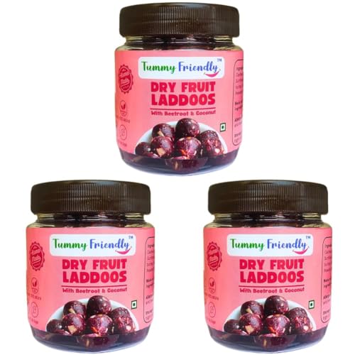 Image of TummyFriendly Dry Fruit Laddu. Healthy Dry Fruit Laddus with Dates - Sugar Free Snacks for Kids, Adults & Pregnant Women. Healthy snacks for kids. homemade dry fruit laddus. No Sugar. Dry Fruit Ladoo with Beetroot & Coconut (300g)