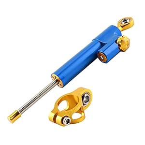 EBTOOLS Amortisseur de direction, guidon de moto en alliage d’aluminium universel, stabilisateur d’amortisseur de direction, accessoires de contrôle de sécurité(Bleu)
