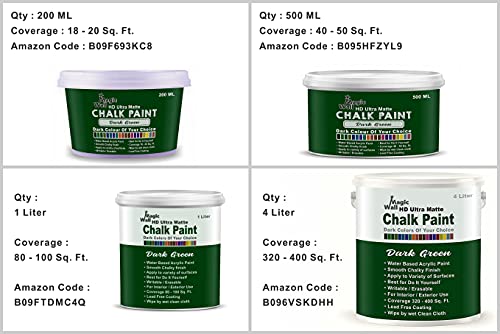 Image of MagicWall Chalk Paint Dark Colors|4 Liter - Matt Finish|Water Base Acrylic Paint|Coverage : 320 To 400 Sq. Ft.|Apply On Surfaces Like Walls,Boards,Furniture&Home Decor Products. (Dark Green)
