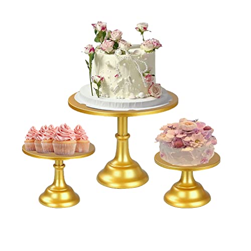 Superele 3 Piece Gold Cake Stand Set For Dessert Table Display 12" Cupcake Holders 10" Round Iron Cake Stands For Baby Shower Wedding Birthday Party #TOP28