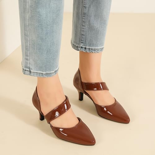 Women's Pointed Toe Kitten Heel Pumps Slip-On Dress Shoes