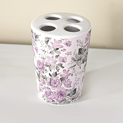 The Lakeside Collection Birmingham Floral Toothbrush Holder - Decorative Toothbrush Holder with Vibrant Floral Pattern