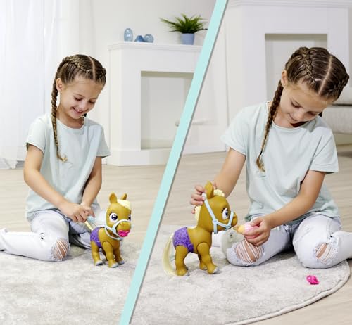 Simba 105950009 - Pamper Petz Pony, 24cm Spielzeug Pferd mit Trink- und Nässfunktion, Fohlen, kämmbarer Schweif, Color Change, Tierbaby mit Windel, 11 Überraschungen, für Mädchen und Jungen ab 3 Jahre