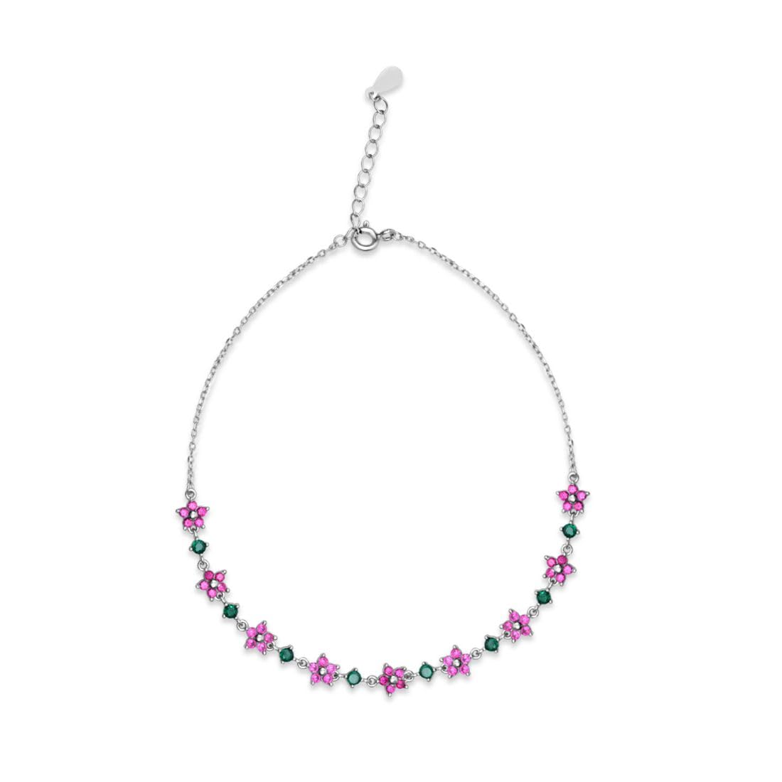 zavya 925 Sterling Silver Colorful Floral Rhodium Plated Anklet|Gifts For Women And Girls|With Certificate of Authenticity and 925 Hallmark-picture-24