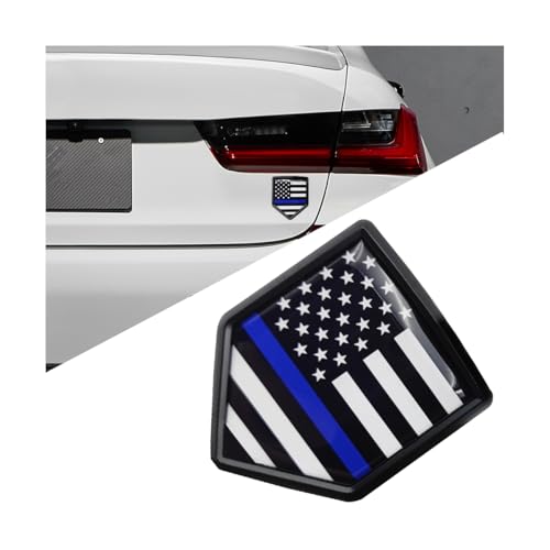 Image of Bittwee Ameican Flag Car Emblem, 3D Metal Vehicle Badge Decals with Strong Adhesive, Patriotic Automotive Badge Stickers Exterior Decoration Accessories, Universal for SUV, Sedan, Truck (Black /Blue)