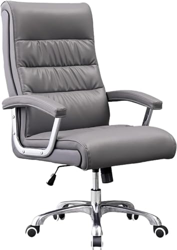 Chaise de bureau à domicile cuir véritable siège de travail marron réglable 120°