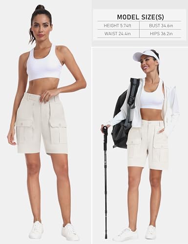 MoFiz Short feminino de golfe para caminhada, 23 cm, cintura média, shorts longos para o verão, casu